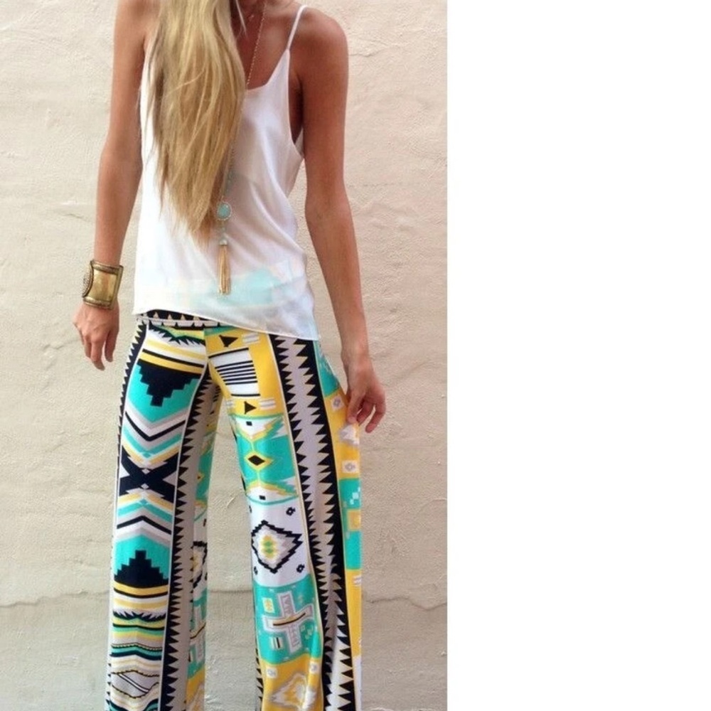Fold over Aztec wide leg